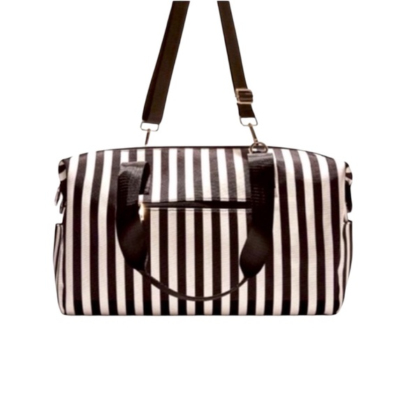 Alice + Olivia Handbags - Alice + Olivia Positano Black White Striped Women's Duffle Bag